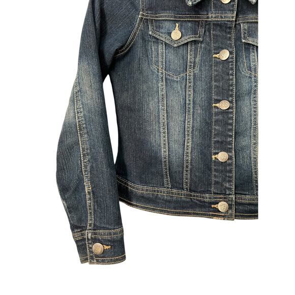 Est 1989 Place Jacket Girls Size L 10/12 Denim Button Front Stretch Blue Denim - Picture 3 of 10